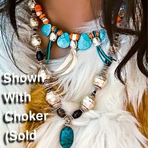 Seam Bead Statement Necklace & matching earrings